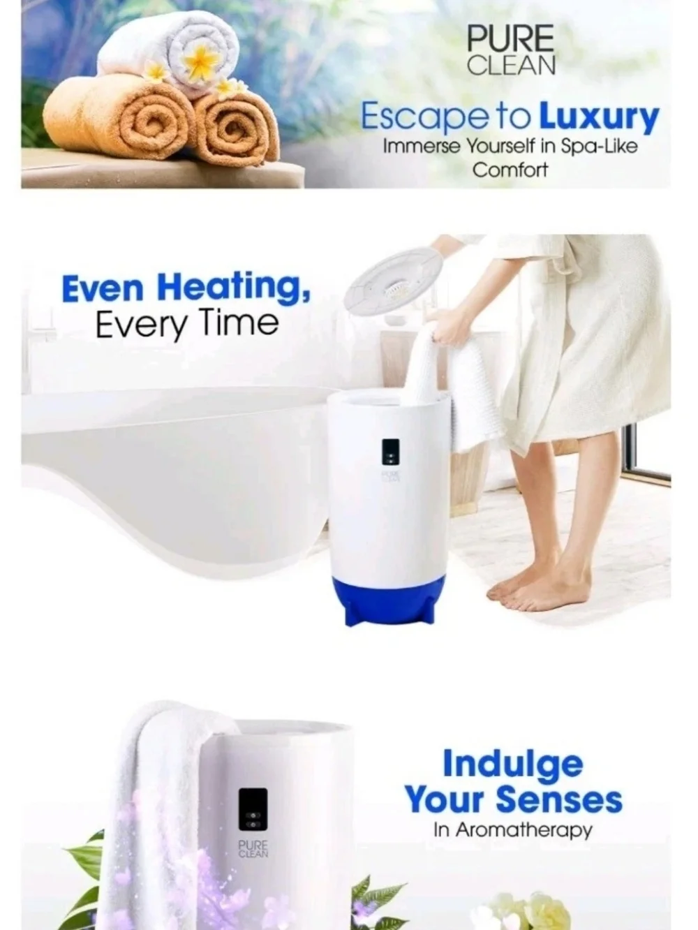 White and Blue Towel Warmer- Fits 2 Towels